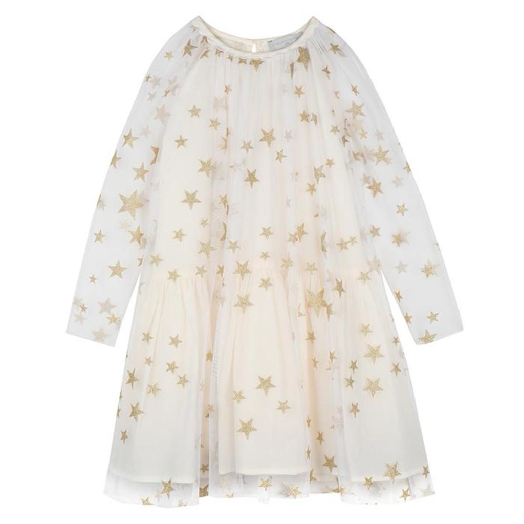 Stella Mccartney Cream And Gold Star Dress